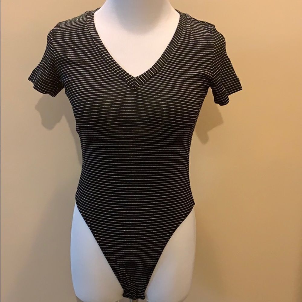 Vintage B.C.B.G. Paris Black/ Silver Stretch Bodysuit S